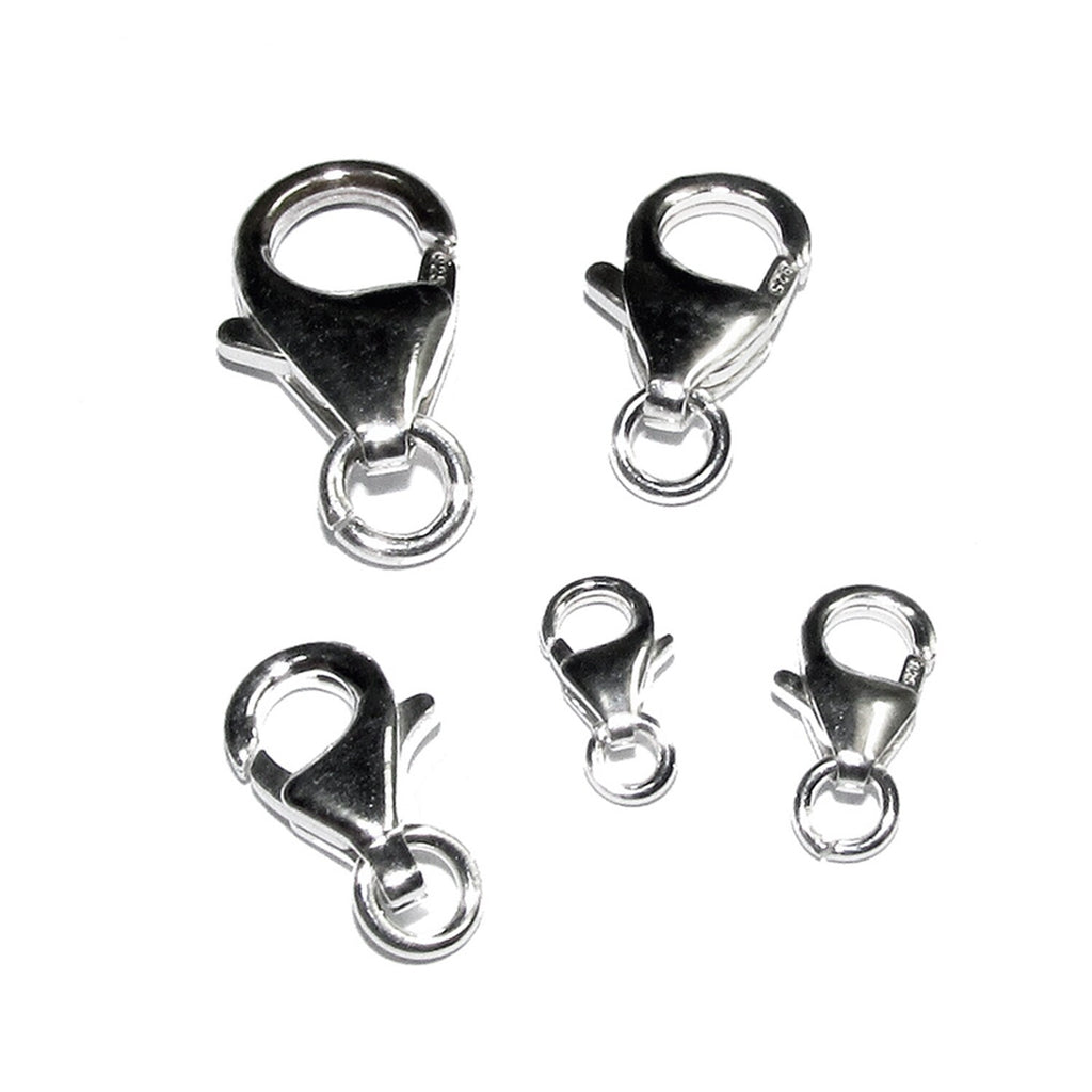 925 Sterling Silver Teardrop Lobster Clasp with open ring size 7, 8, 10, 12, 16 mm, Jewelry making, lobster clasp, Silver clasp - 1 piece