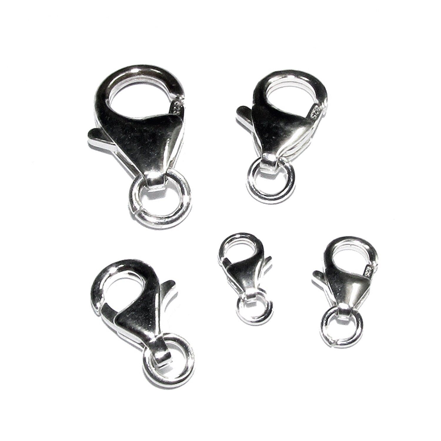 925 Sterling Silver Teardrop Lobster Clasp with open ring size 7, 8, 10, 12, 16 mm, Jewelry making, lobster clasp, Silver clasp - 1 piece
