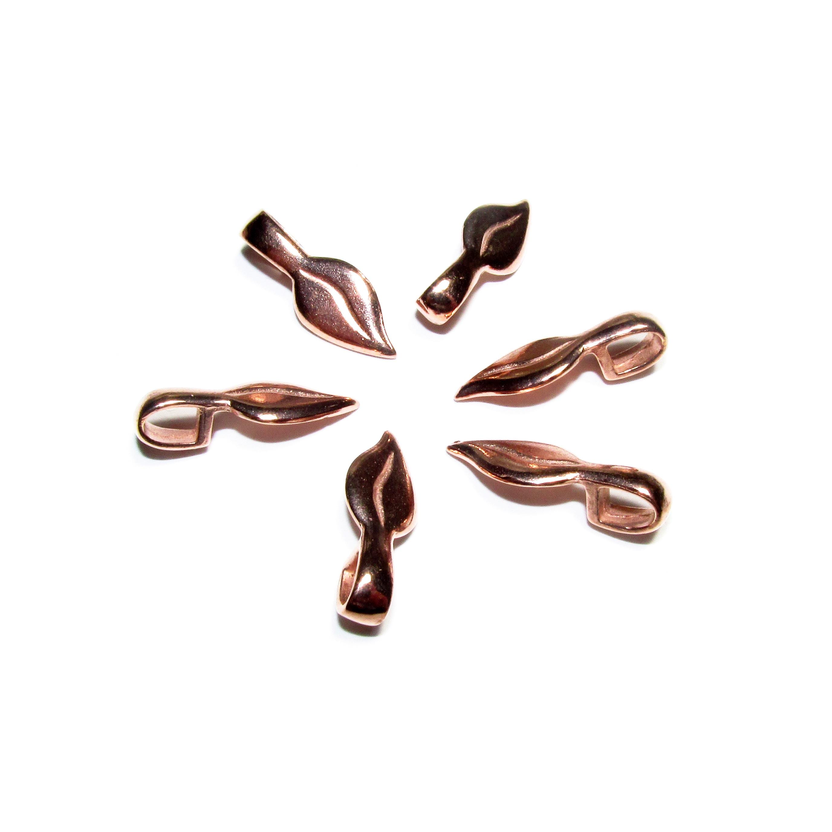 14K Rose gold filled small Leaf Glue-on Pendant Bails, Jewelry making, bail with loop, Bail, Bail rose gold filled, Bail finding - 1 piece