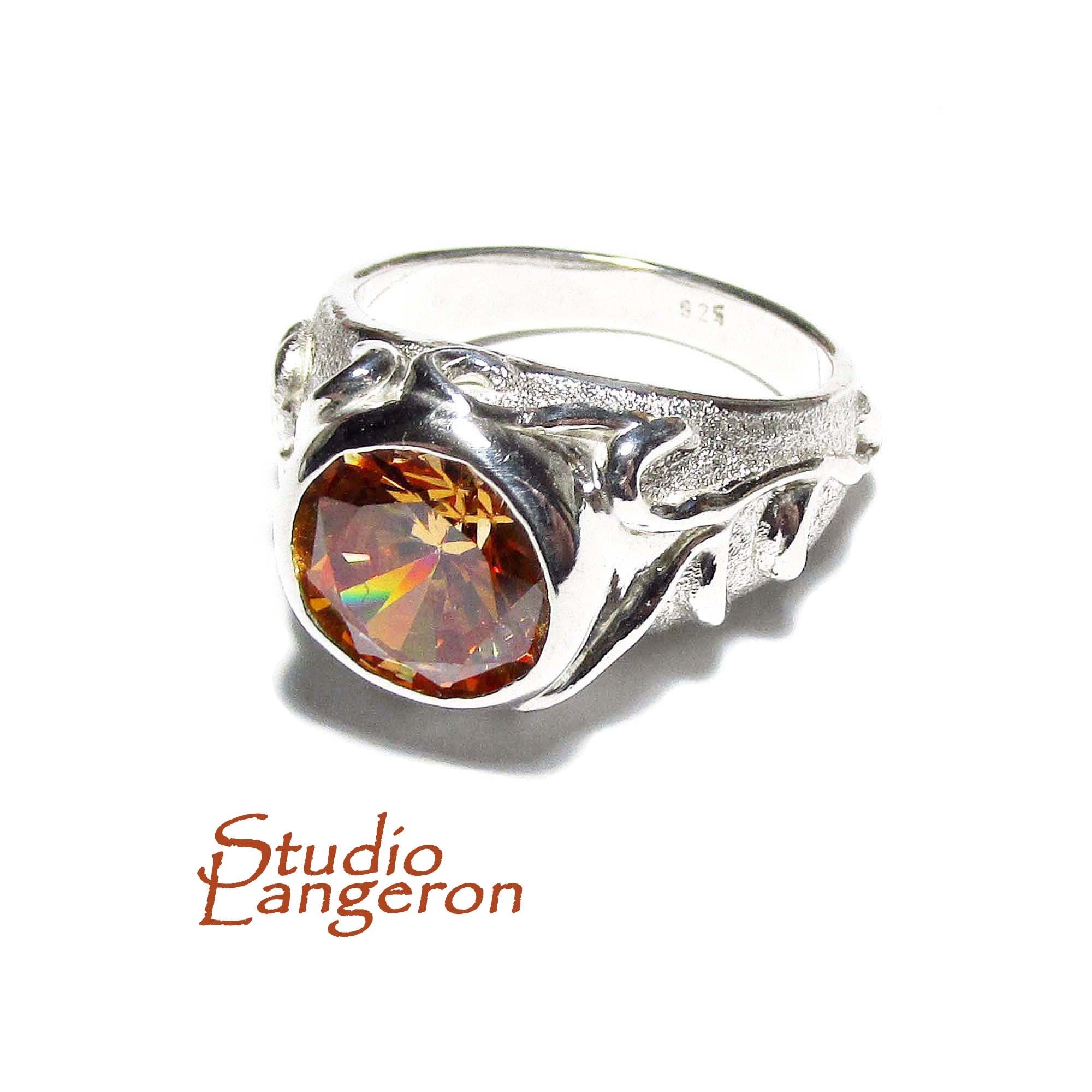 Champagne topaz ring 925 sterling silver size 5, handmade ring, single copy, Statement ring, Champagne topaz, silver ring, gemstone