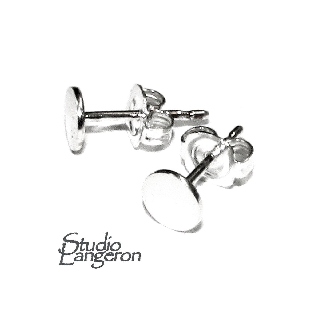 925 Sterling Silver Ear Post with Pad size 3 - 12 mm, Earring Backs Included, Blank earrings, Jewelry making, Earrings - 1 pair (2 pieces)