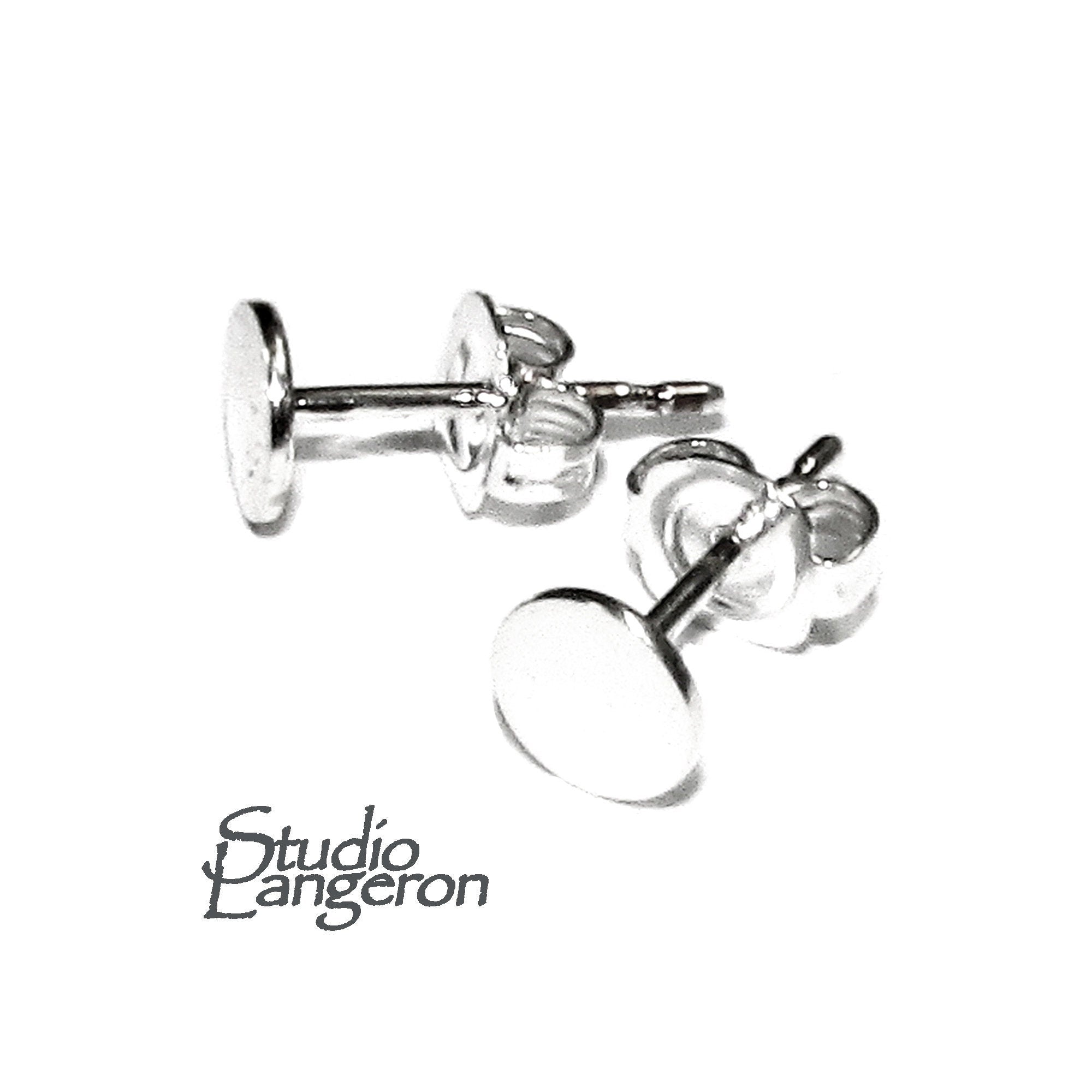925 Sterling Silver Ear Post with Pad size 3 - 12 mm, Earring Backs Included, Blank earrings, Jewelry making, Earrings - 1 pair (2 pieces)
