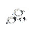 925 Sterling Silver Round Bezel Cup with 2 closed rings, sizes 8-20 mm, Bezel cup, Setting, Jewelry making, Bracelet, Connector - 1 piece