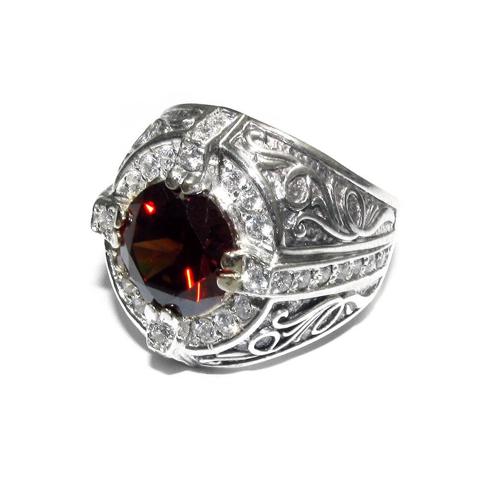 Statement Garnet ring 925 sterling silver size 9, Handmade ring, single copy, sterling silver, Garnet ring,  silver ring, red gemstone