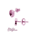 14K Rose Gold Filled Earrings Post With oval bezel cups size 6x8 - 10x14mm, Earrings mounting, Bezel cups, jewelry making - 1 pair (2 piece)