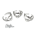 925 sterling silver open ring with heart and lightning, silver ring, blank ring, sterling silver, Valentine's Day, Jewelry making - 1 piece