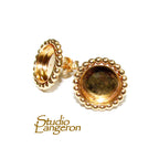 14K Gold Filled Round Cabochon Beaded Post Earring Mounting size 5, 6, 8, 10mm, Blank earrings, earrings, jewelry making - 1 pair (2 piece)