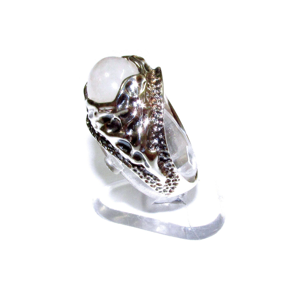 Statement moonstone ring 925 sterling silver size 7 1/2, Handmade ring, single copy, 925 sterling silver, Natural moonstone, gemstone