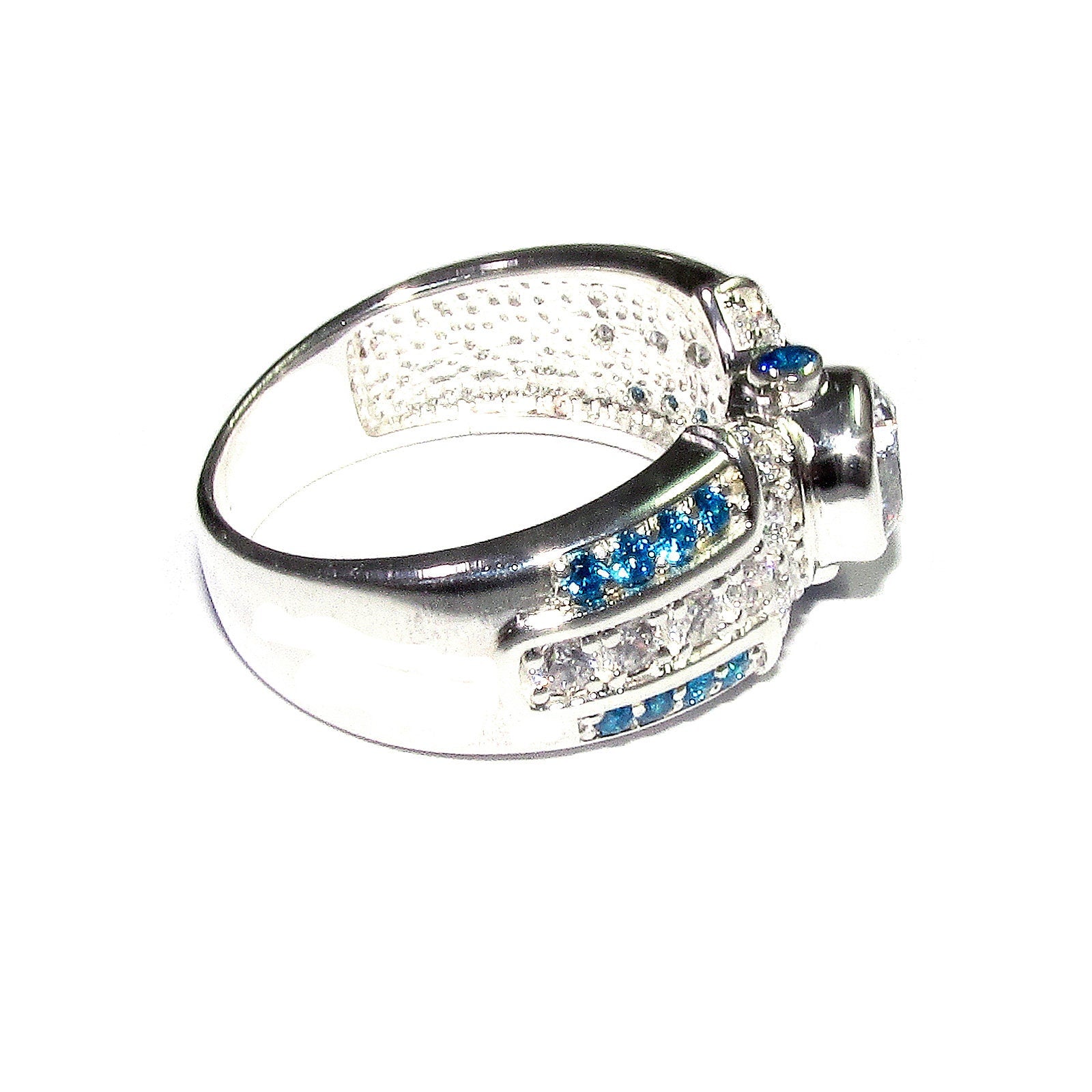 Blue and white topaz ring 925 sterling silver size 7, Handmade ring, single copy, sterling silver, Blue topaz ring, silver ring, gemstone