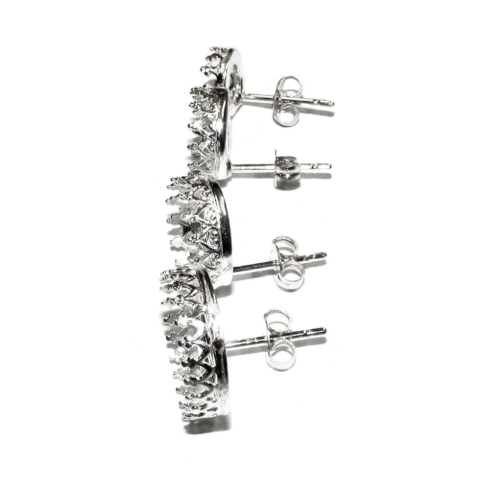 925 Sterling Silver Blank earrings size 5, 6, 7, 8, 10, 12 mm, Bezel cup, Earrings post, Base Earring, Jewelry making - 1 pair (2 pieces)
