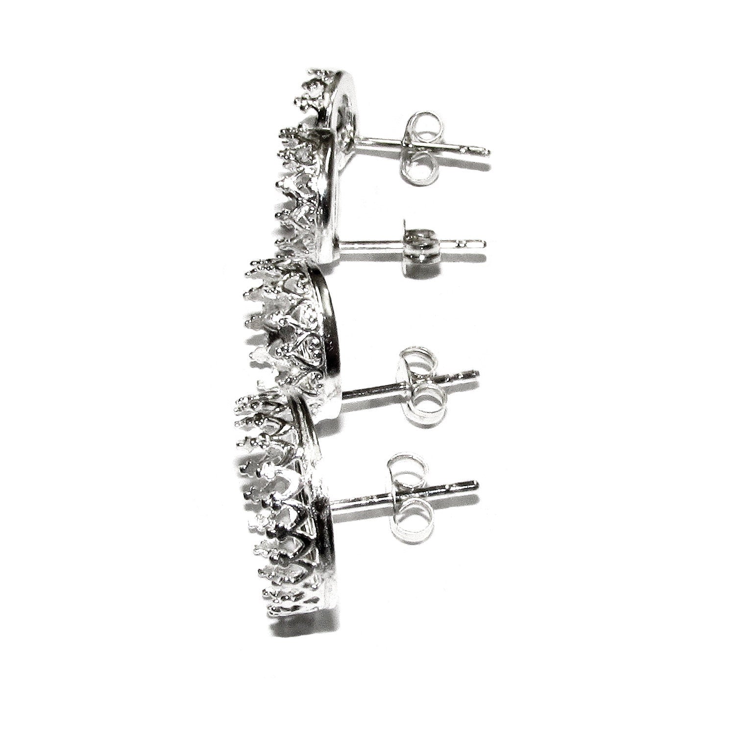 925 Sterling Silver Blank earrings size 5, 6, 7, 8, 10, 12 mm, Bezel cup, Earrings post, Base Earring, Jewelry making - 1 pair (2 pieces)