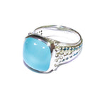 Statement Chalcedony ring 925 sterling silver size 7 1/2, Handmade ring, single copy, 925 sterling silver, Natural Aqua chalcedony, gemstone