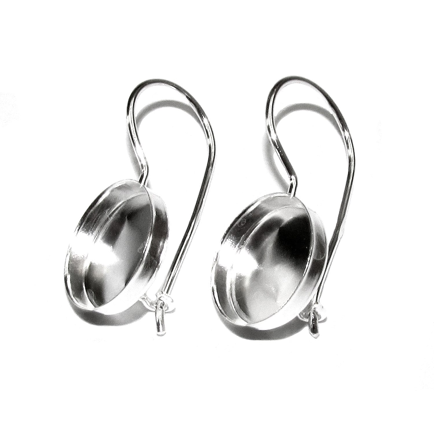 12 mm 925 sterling silver blank earrings with bezel cup, Jewelry making, Setting, bezel cup, base earrings, 925 silver - 1 pair (2 piece)
