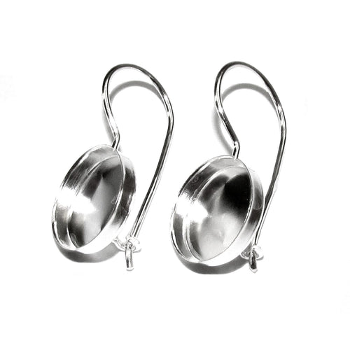 12 mm 925 sterling silver blank earrings with bezel cup, Jewelry making, Setting, bezel cup, base earrings, 925 silver - 1 pair (2 piece)