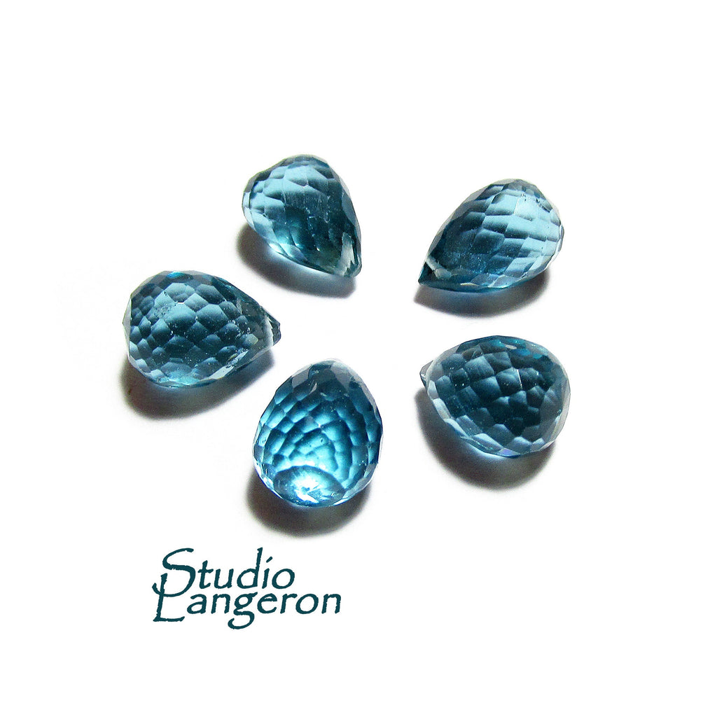 Natural London Blue Topaz Teardrop faceted Beads size 12x7mm, Blue Topaz Gemstone, Jewelry making, Natural Gemstone Teardrop beads - 1 piece