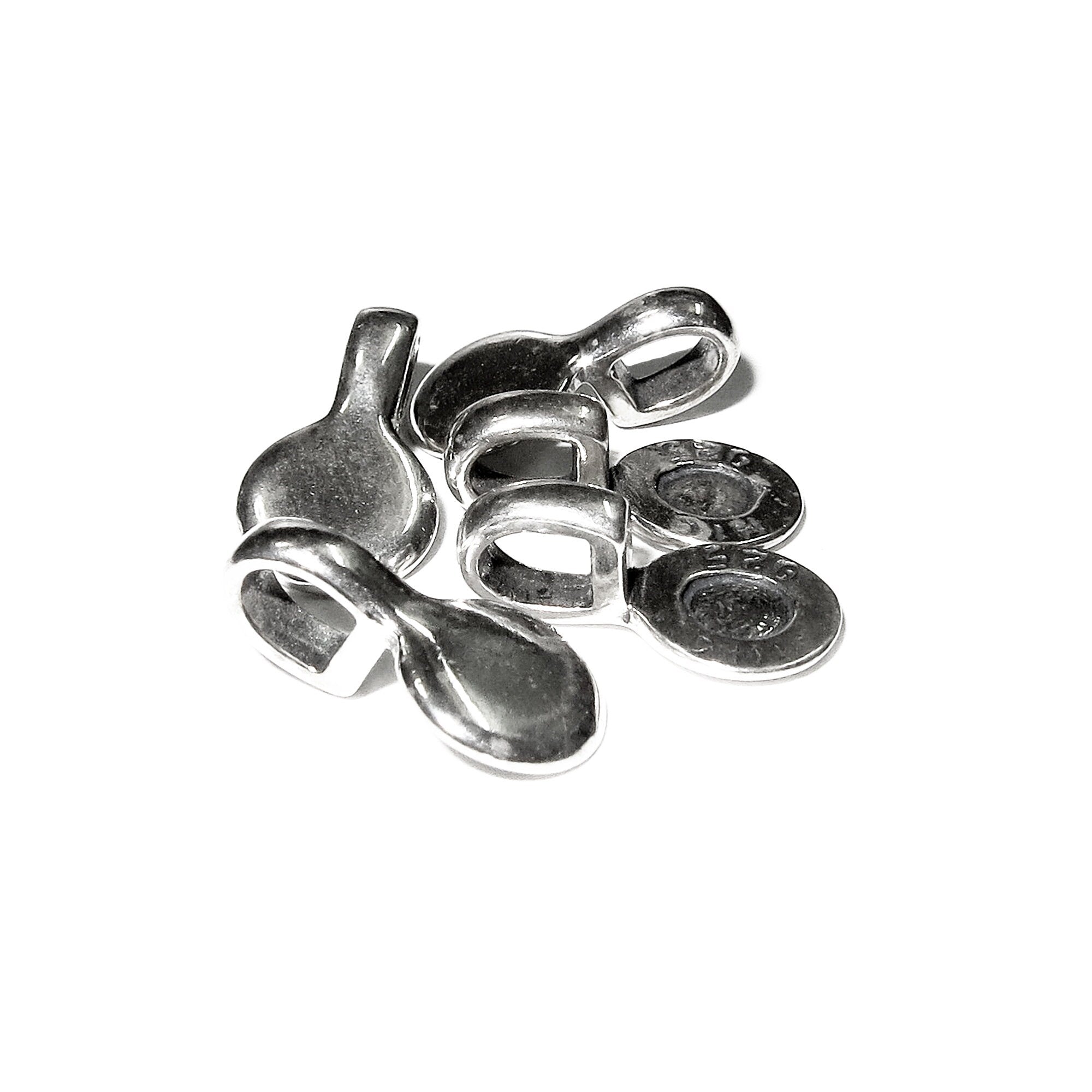 925 Sterling silver small round Glue-on Flat Pad Pendant Bails, Silver Bail, Jewelry making, Bail findings, Bail silver - 1 piece