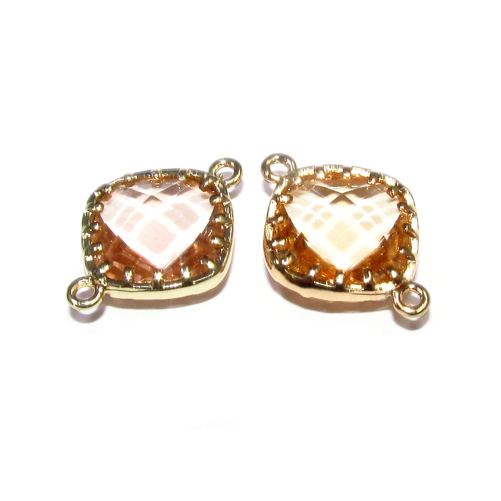 14K Gold Filled Checkerboard topaz champagne cushion Connector size 13x18 mm, gold filled link, Jewelry making, Link Connector - 1 piece