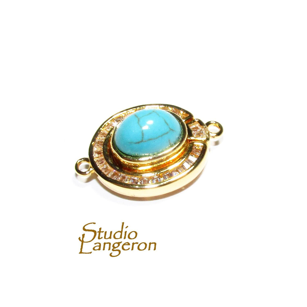 14K Yellow gold filled Magnetic Clasps with turquoise size 18.5x13.0mm, Magnetic clasps, Jewelry making, Gold filled clasp - 1 piece