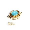 14K Yellow gold filled Magnetic Clasps with turquoise size 18.5x13.0mm, Magnetic clasps, Jewelry making, Gold filled clasp - 1 piece