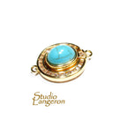 14K Yellow gold filled Magnetic Clasps with turquoise size 18.5x13.0mm, Magnetic clasps, Jewelry making, Gold filled clasp - 1 piece