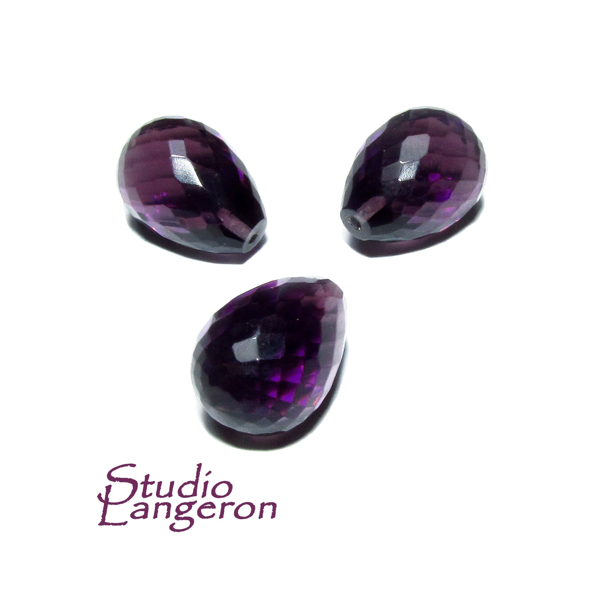 Natural Amethyst Teardrop faceted Beads size 14x10 mm, Amethyst Gemstone, Jewelry making, Natural Gemstone Teardrop beads - 1 piece