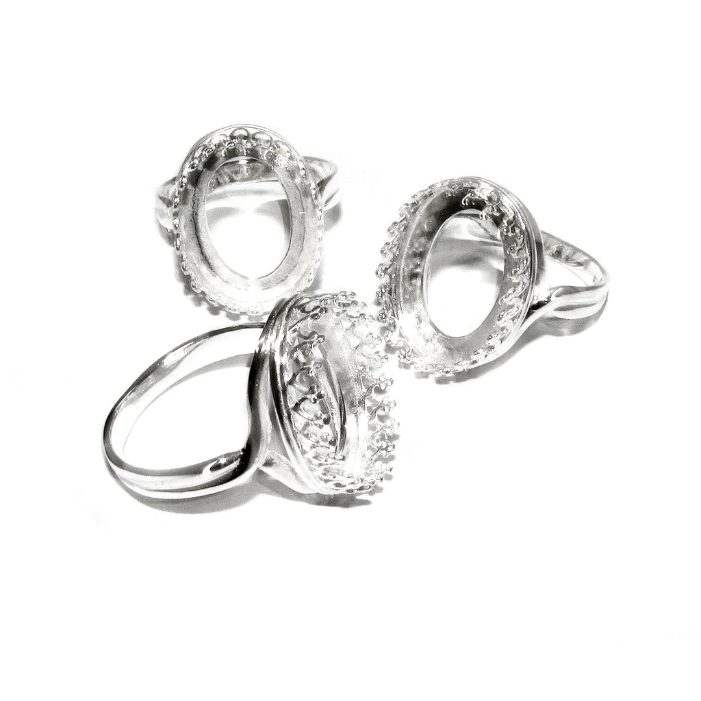 12x16 mm 925 sterling silver blank ring with bezel cup size 5, 6, 7, 8, silver ring, bezel cup, base ring, Setting, Jewelry making - 1 piece