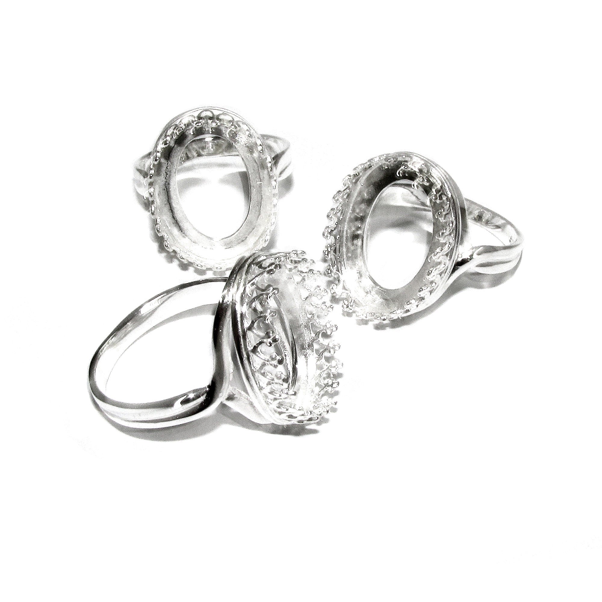 12x16 mm 925 sterling silver blank ring with bezel cup size 5, 6, 7, 8, silver ring, bezel cup, base ring, Setting, Jewelry making - 1 piece