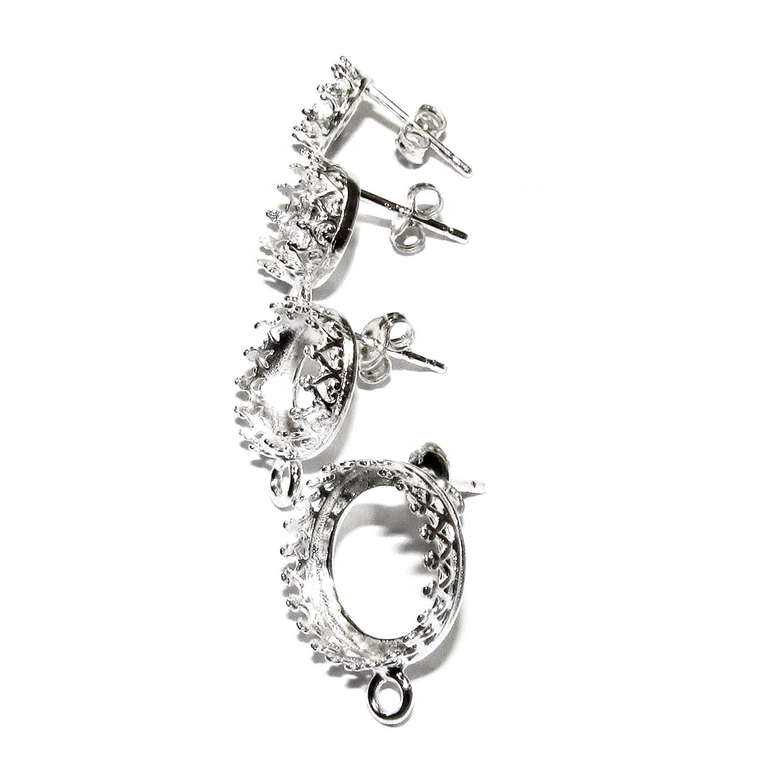 925 Sterling Silver Blank earrings size 5. 6, 7, 8, 10, 12 mm with closed ring, Bezel cup, Base earrings, Jewelry making - 1 pair (2 pieces)