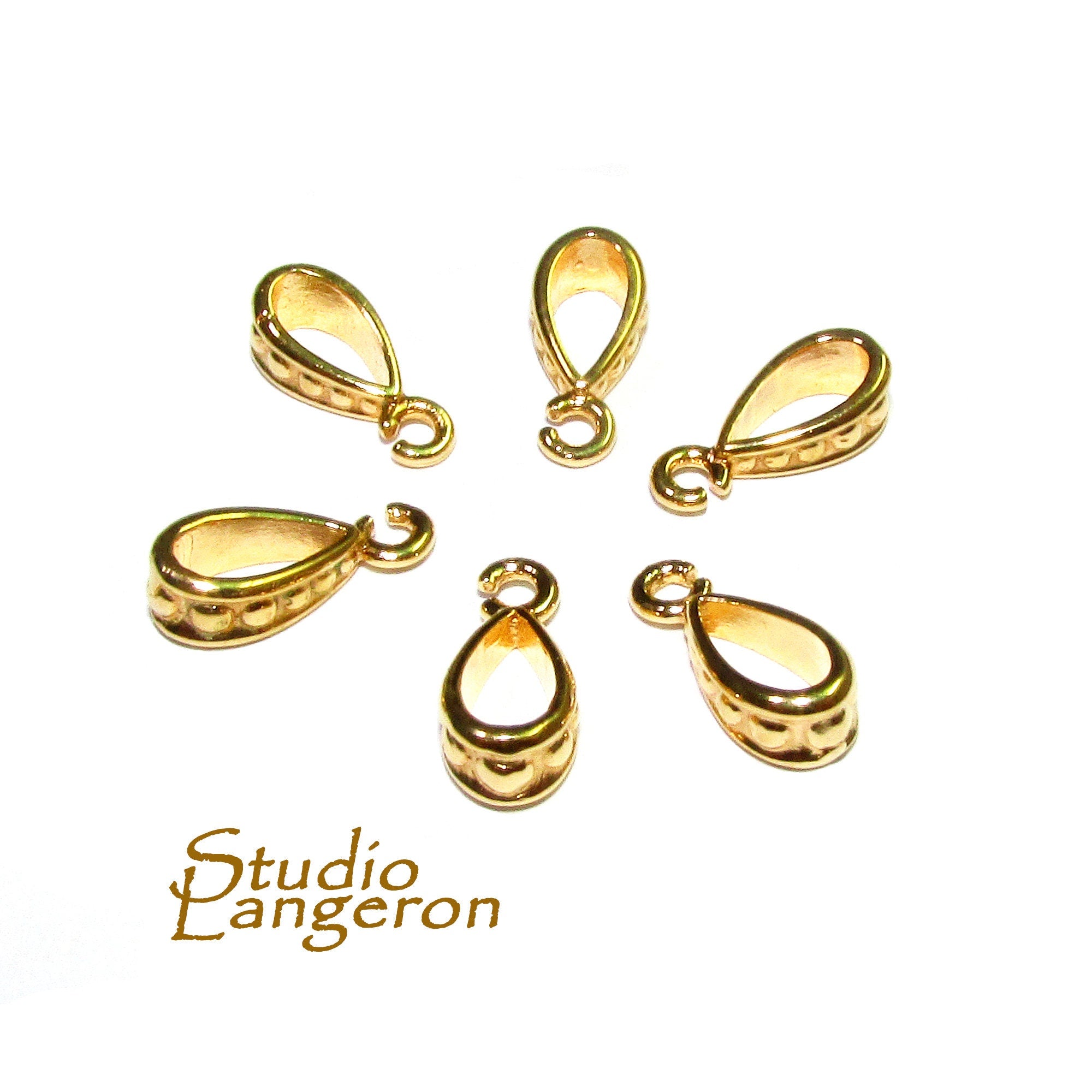 14K Yellow gold filled decorative Pendant Bail, Bail with loop, Jewelry making, Bails, Bail gold filled, Bail finding, Bail drop - 1 piece