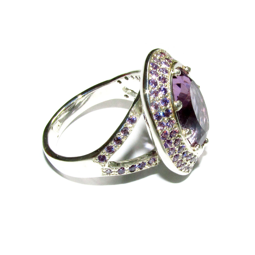 Statement Amethysts ring 925 sterling silver size 8 1/2, Handmade ring, single copy, sterling silver, Amethysts, silver ring, Amethyst ring