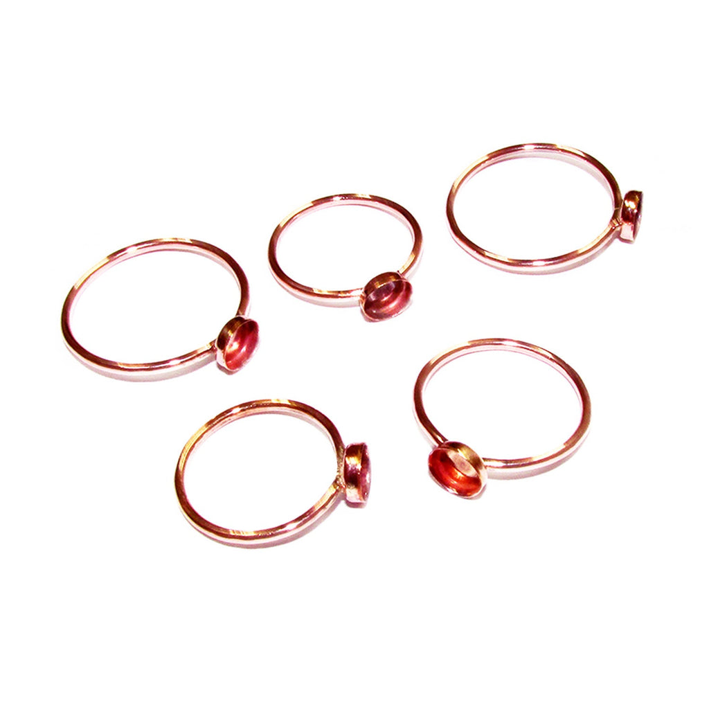 14K Rose solid gold blank ring with bezel cup 5 mm size 4 - 11, Base ring, Gold ring, bezel cup, Jewelry making, Setting - 1 piece