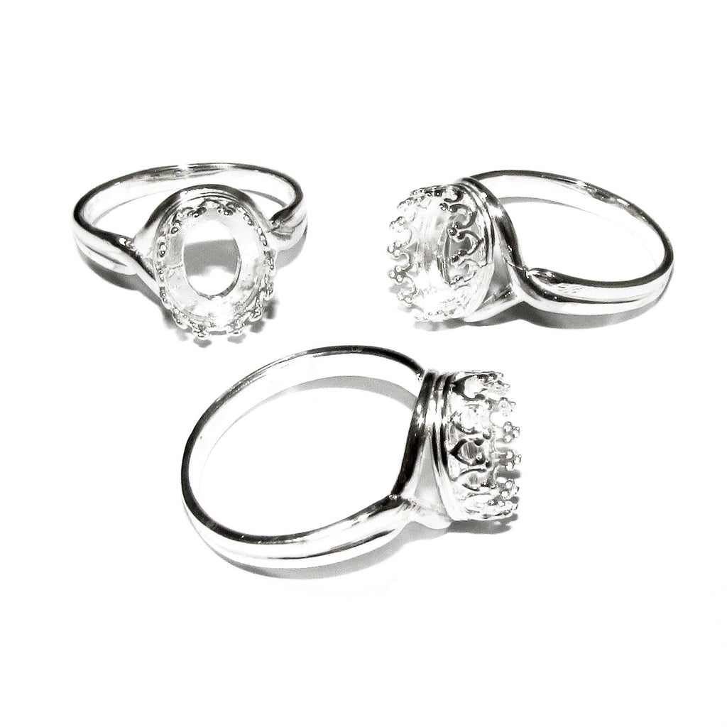 8x10 mm 925 sterling silver blank ring with bezel cup size 5, 6, 7, 8, silver ring, bezel cup, setting, base ring, Jewelry making - 1 piece