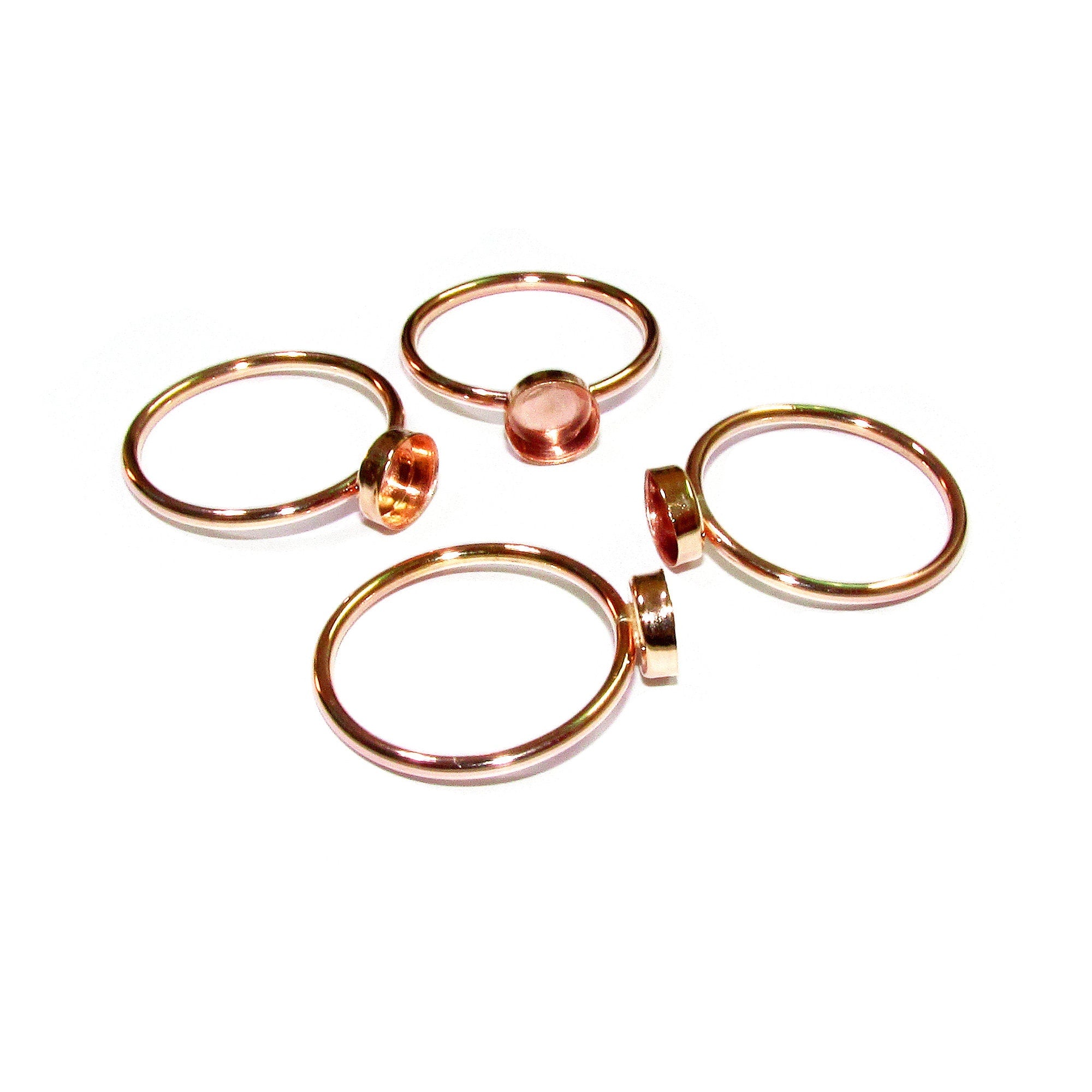 14K Rose gold filled blank ring with bezel cup 6mm size 4 - 11, Base ring, Rose Gold filled ring, setting, jewelry making, setting - 1 piece