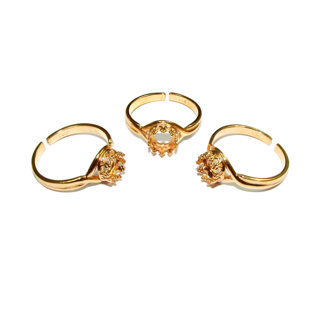 14K Yellow gold filled open blank ring with round bezel cup 6 mm, base ring, Setting, bezel cup, jewelry making, Ring mounting - 1 piece