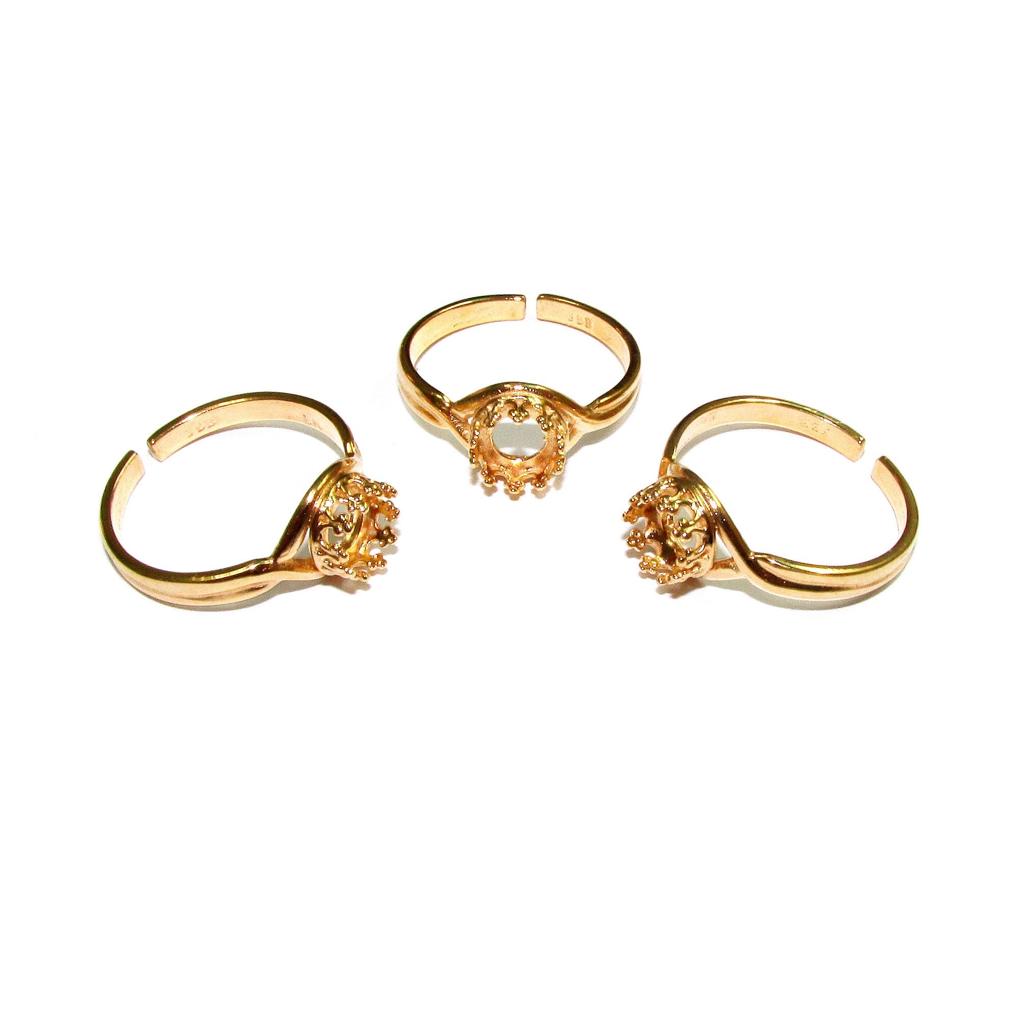 14K Yellow gold filled open blank ring with round bezel cup 6 mm, base ring, Setting, bezel cup, jewelry making, Ring mounting - 1 piece