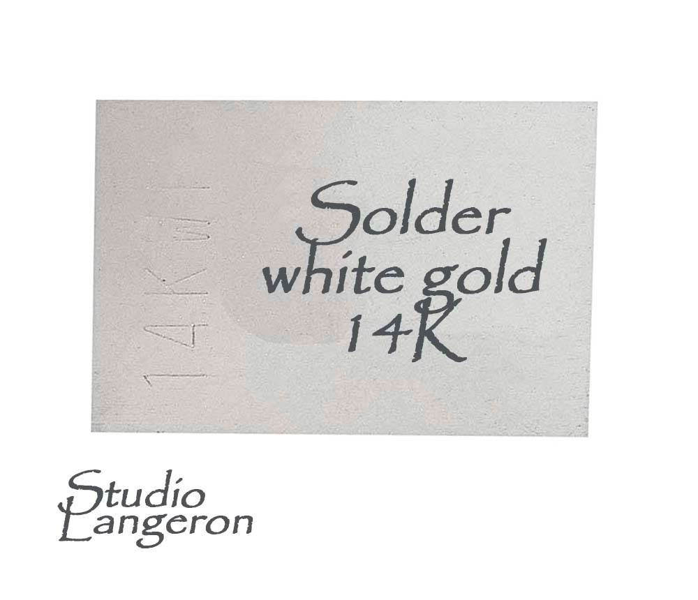 14K White Gold Sheet Solder 28 Ga, Jewelry making, solder white gold, sheet gold, solid gold, solder gold - 1 gram (50x2 mm)
