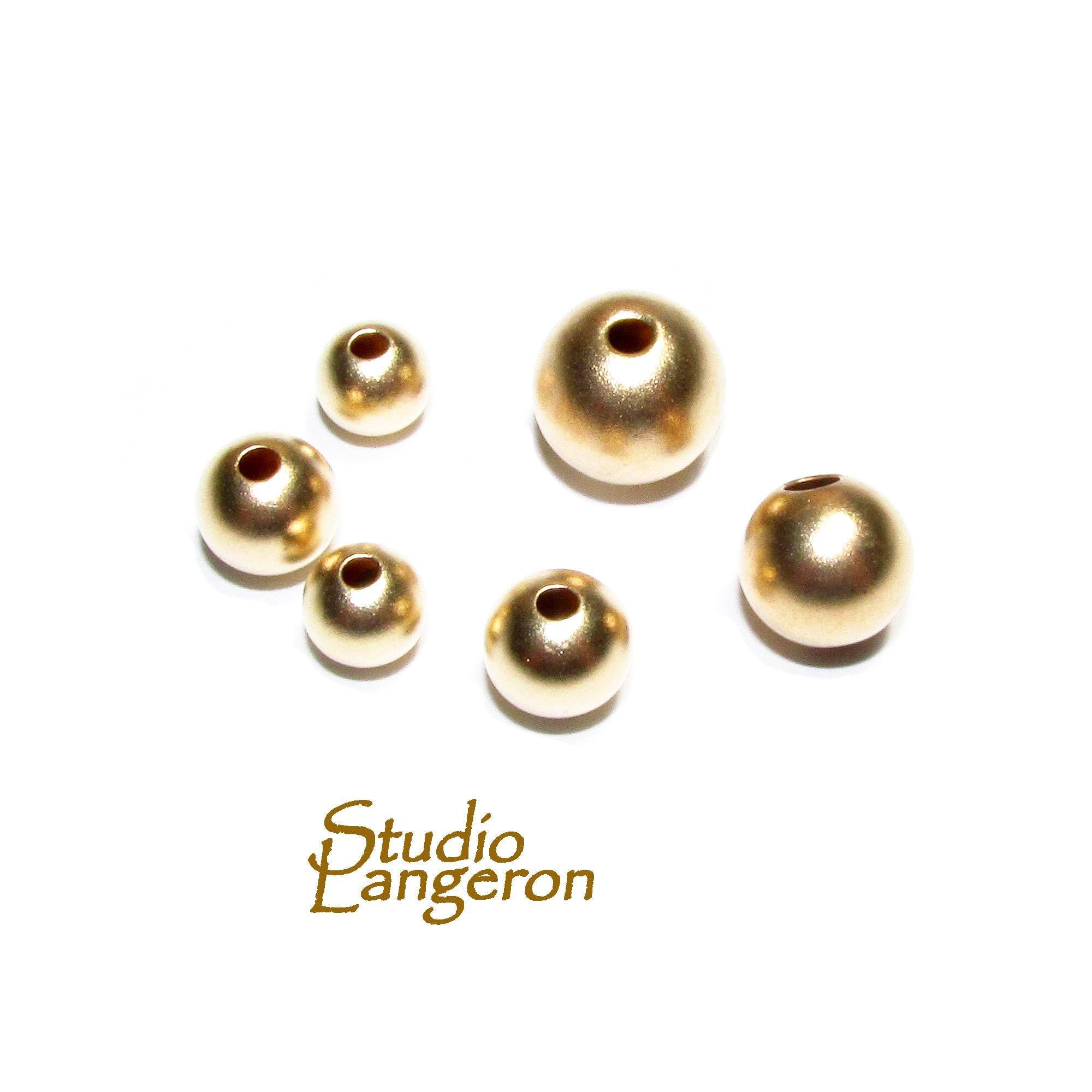 14K Yellow Gold Filled Satin Beads - Seamless Round Bead, Jewelry Making