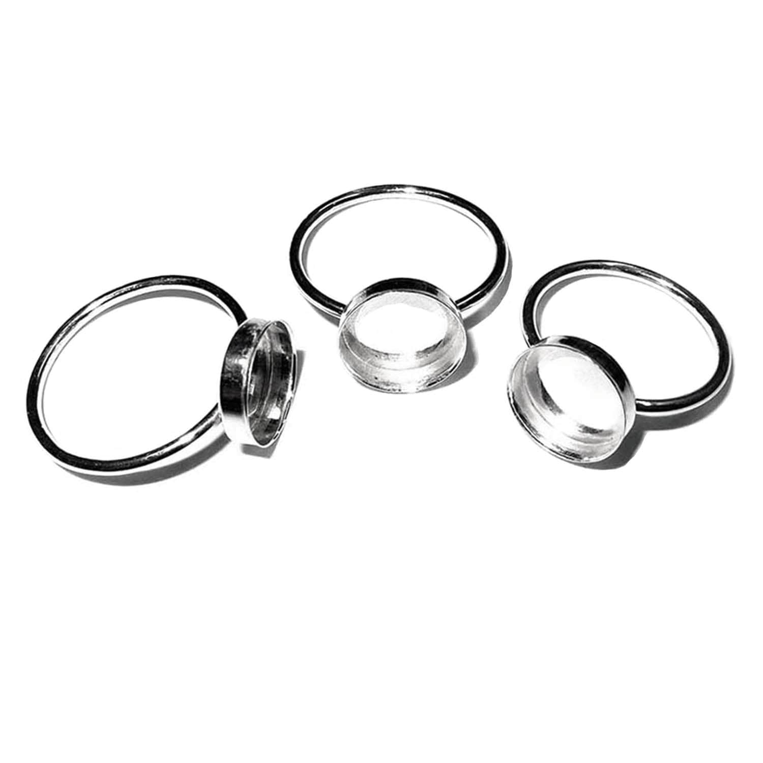 925 sterling silver blank ring with bezel cup 10mm size 4 - 11, silver ring, bezel cup, base ring, Jewelry making, Setting - 1 piece