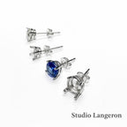 925 Sterling Silver Round blank earrings with 4-Prong Setting size 4, 5, 6, 7, 8mm, Earring Post, Jewelry making, Setting - 1 pair (2 piece)
