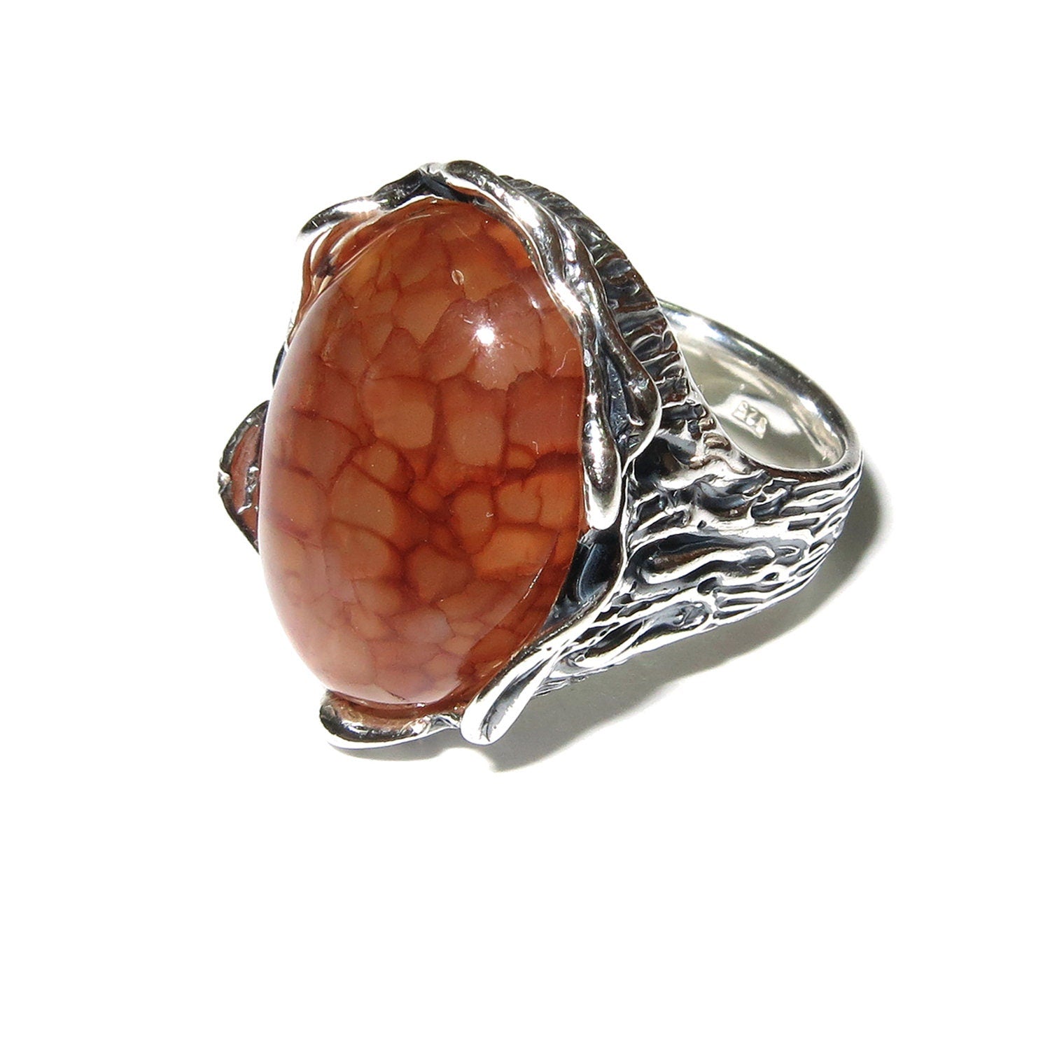 Statement Dragon Vein Agate ring 925 sterling silver size 6, handmade ring, Dragon Vein Agate, single copy, silver ring, gemstone - 1 piece