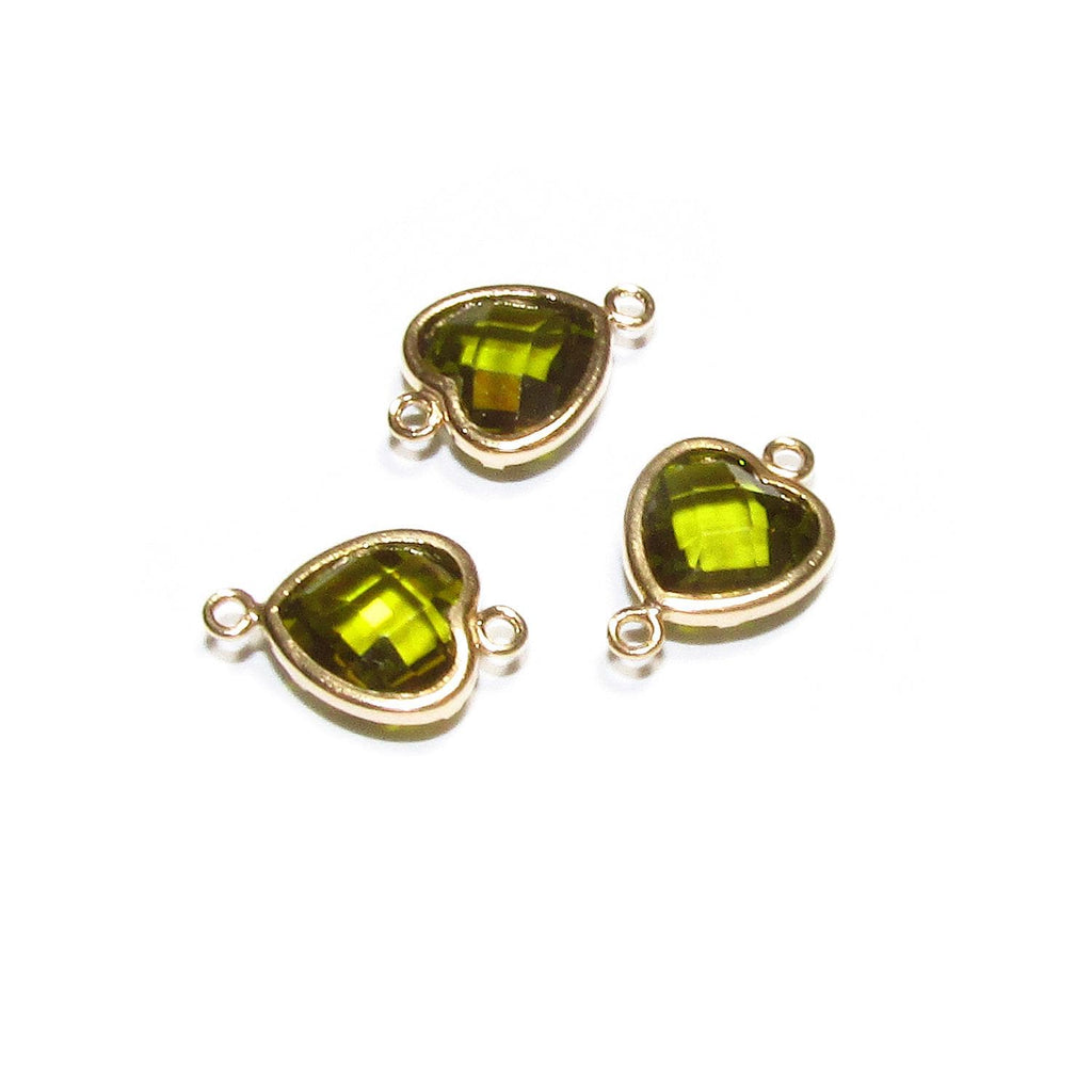 14K Gold Filled Checkerboard Peridot triangular Link Connector size 6mm, Peridot gold filled link, Link connector, Connector - 1 piece