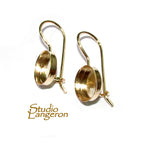 14K Yellow gold filled blank earrings with bezel cup 10 mm, Jewelry making, Setting, bezel cup, base earrings,gold filled - 1 pair (2 piece)