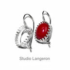 925 sterling silver blank earrings with bezel cup size 6 - 18mm, model 1023, Jewelry making, Setting, base earrings - 1 pair (2 pieсes)