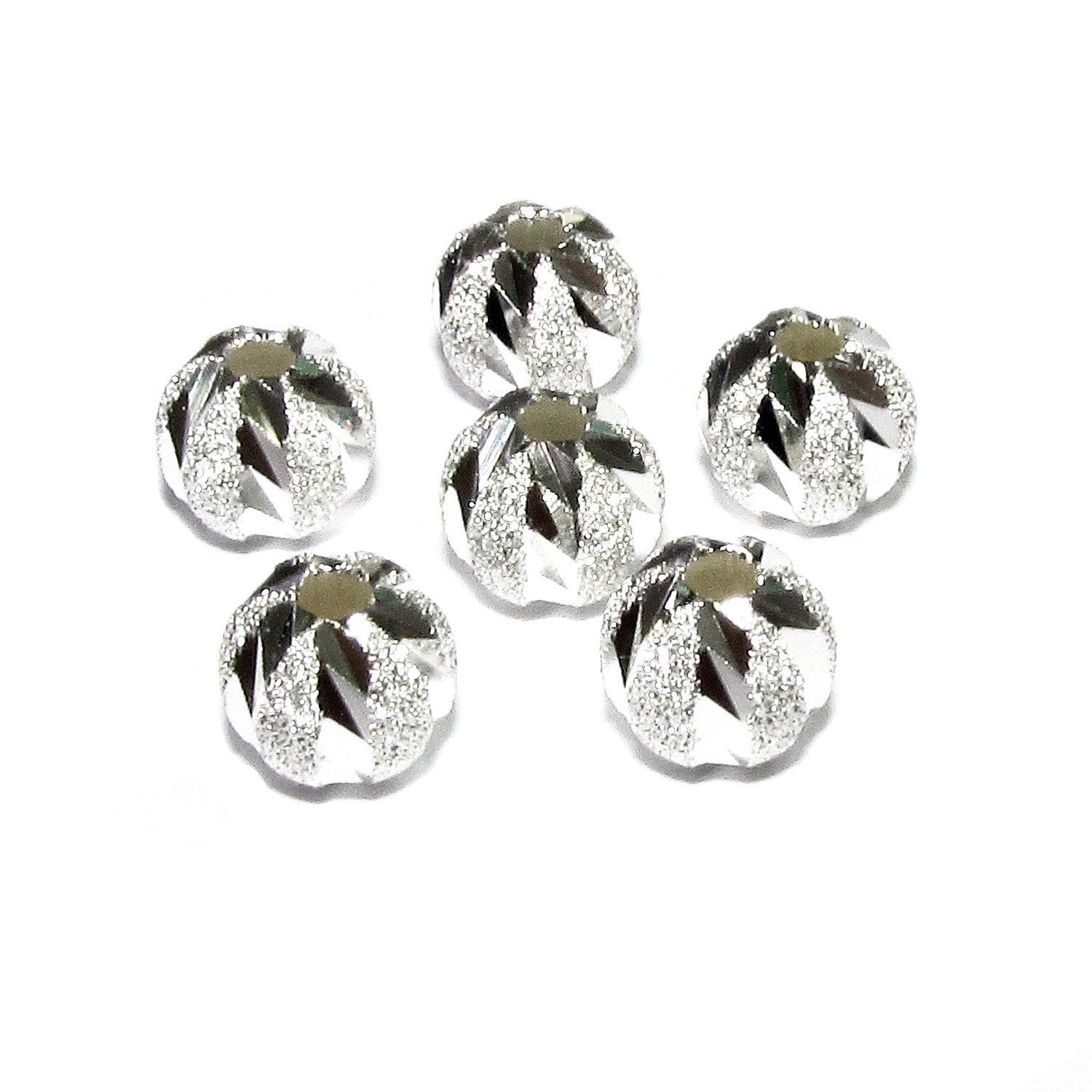 925 sterling silver diamond cut shiny beads size 6 mm, diamond cut beads, Jewelry making, silver round beads, silver findings - 1 piece