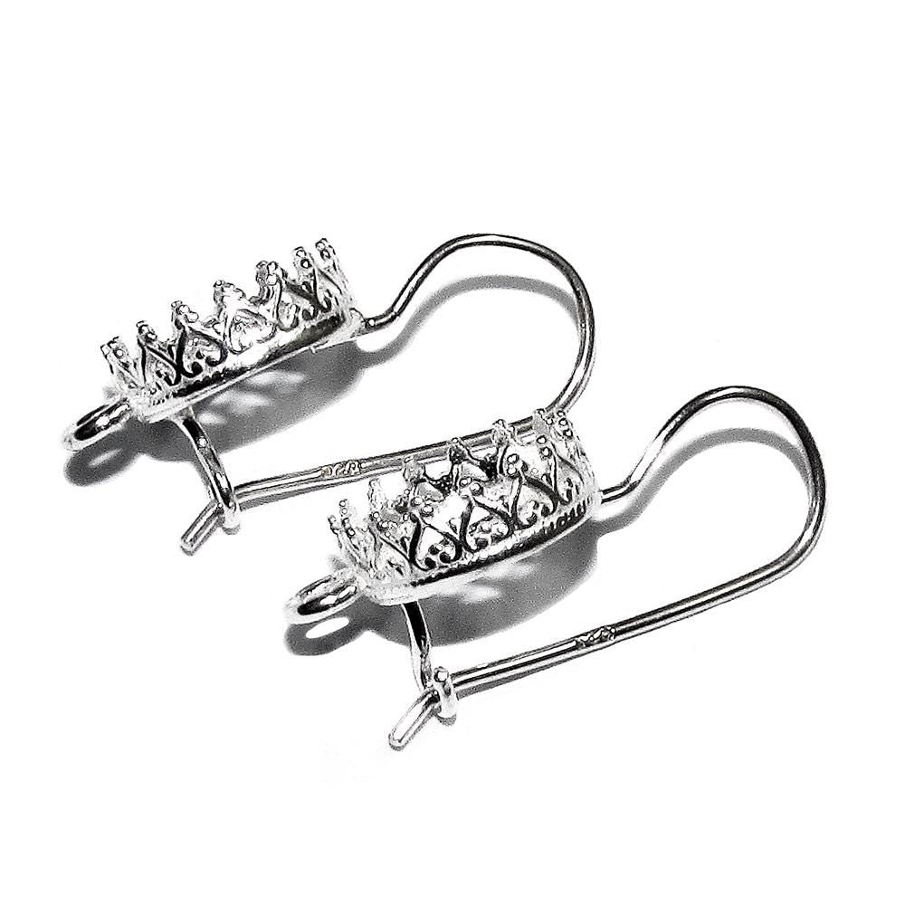 925 sterling silver blank earrings with bezel cup and closet ring size 6-14mm, model 1023H, Jewelry making, Setting - 1 pair (2 pieсes)
