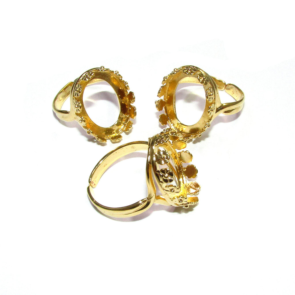 14K Yellow gold filled open blank ring with oval bezel cup 12x16 mm, Base ring, ring gold filled, Jewelry making, Setting - 1 piece