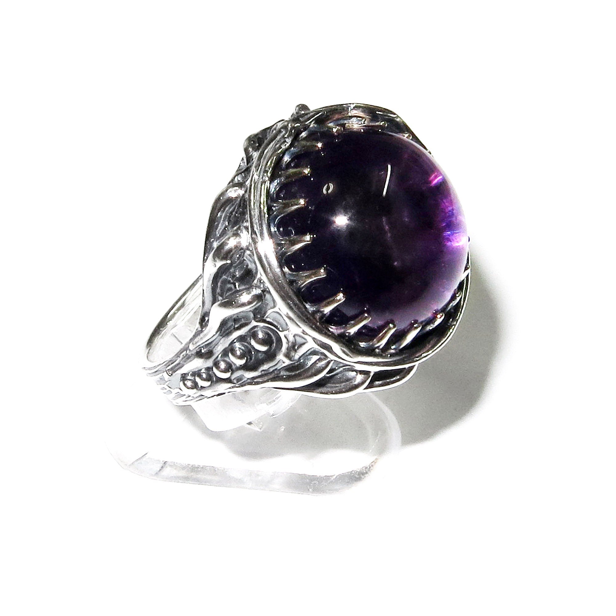 Statement amethyst ring 925 sterling silver size 7, Handmade ring, single copy, 925 sterling silver, Natural amethyst, silver ring, gemstone