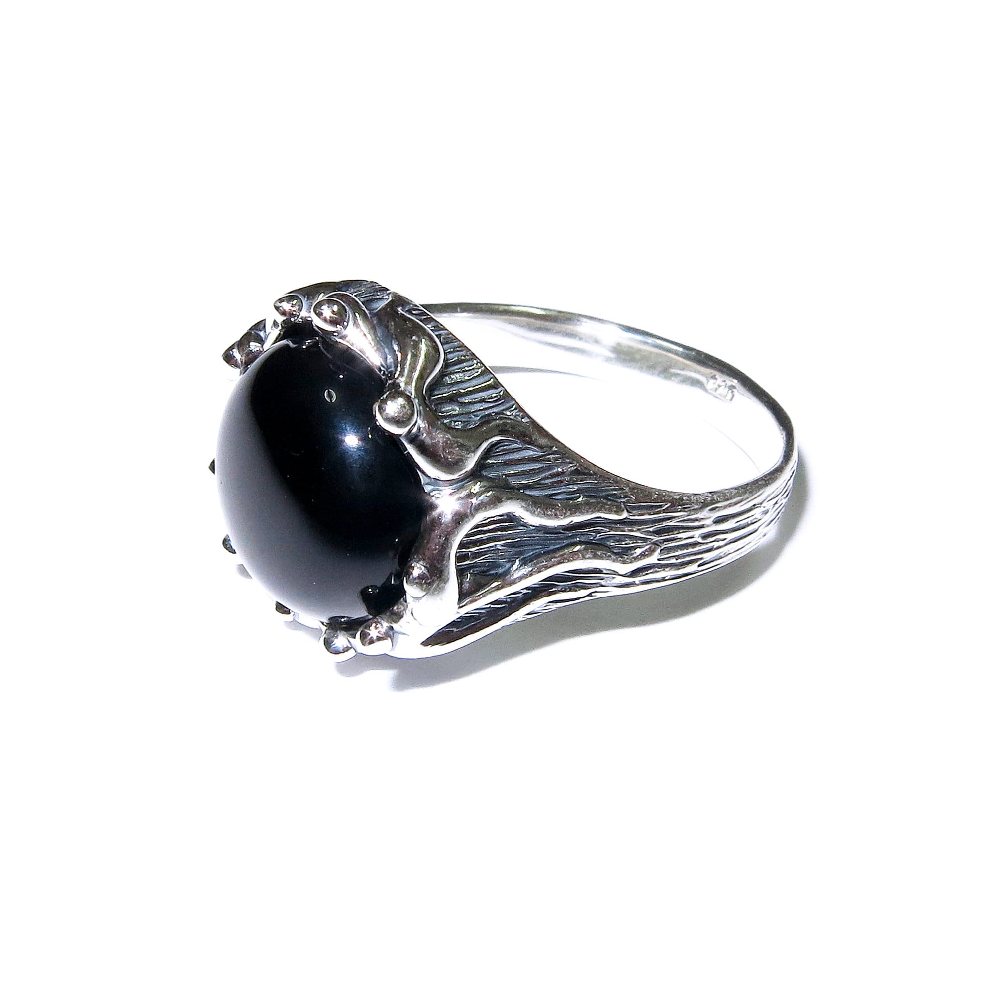 Black onyx ring 925 sterling silver size 8 1/2, Handmade ring, single copy, 925 sterling silver, Black onyx, silver ring, gemstone - 1 piece