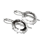 925 sterling silver blank earrings with oval bezel cup size 8x10-13x18mm, model 1231, Jewelry making, Setting, bezel cup - 1 pair (2 pieces)