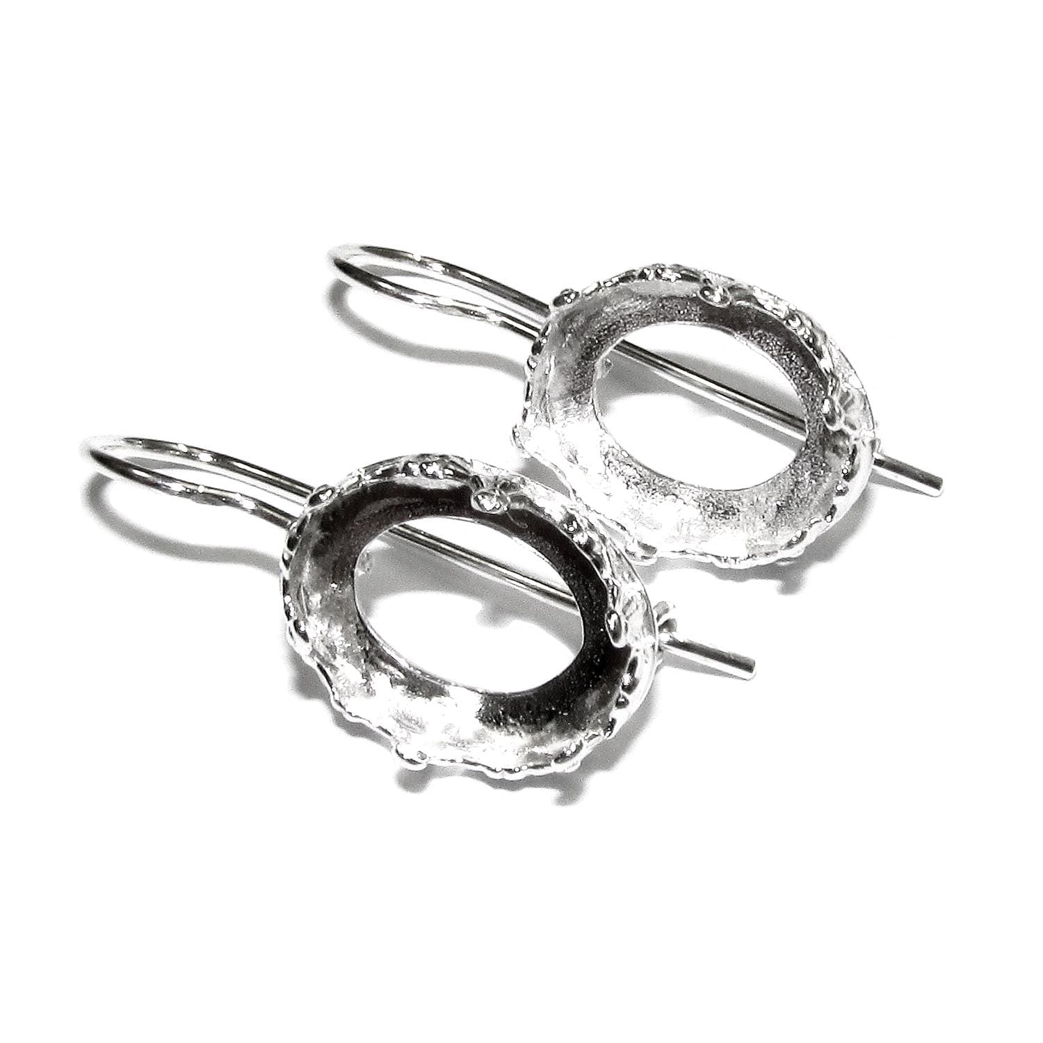 925 sterling silver blank earrings with oval bezel cup size 8x10-13x18mm, model 1231, Jewelry making, Setting, bezel cup - 1 pair (2 pieces)